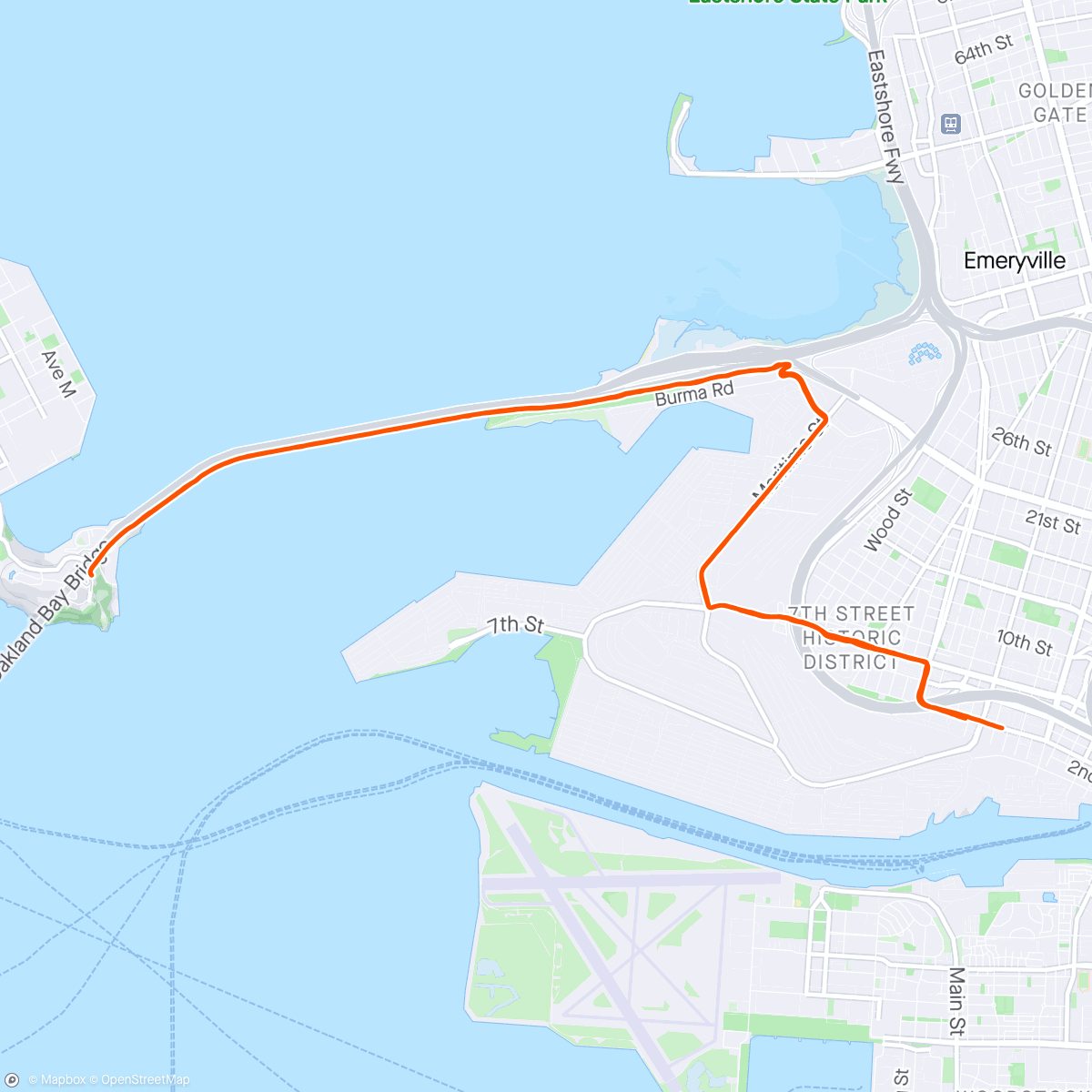 Mappa dell'attività Bay Bridge Half