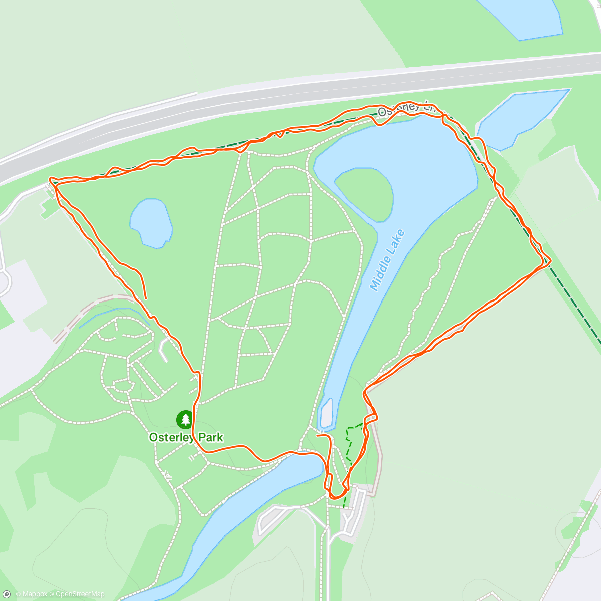 Map of the activity, Osterley parkrun tail walking - glorious