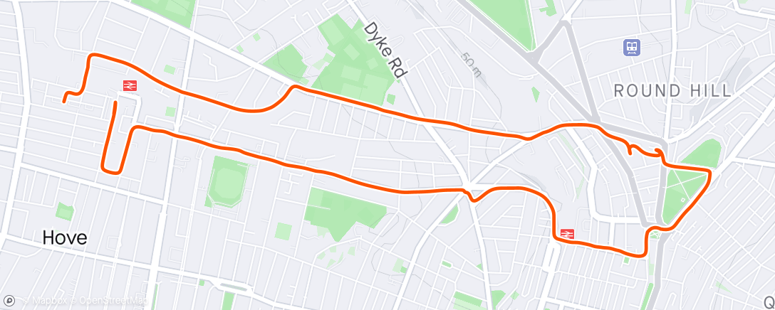 Map of the activity, Evening workout