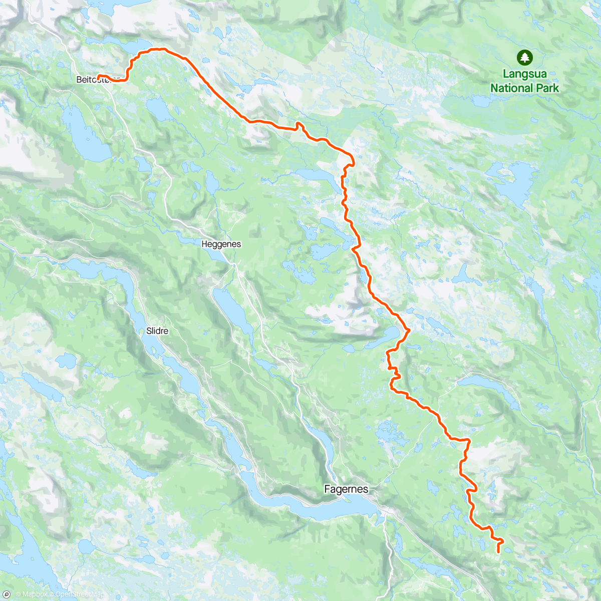 Map of the activity, Valdres Skimaraton