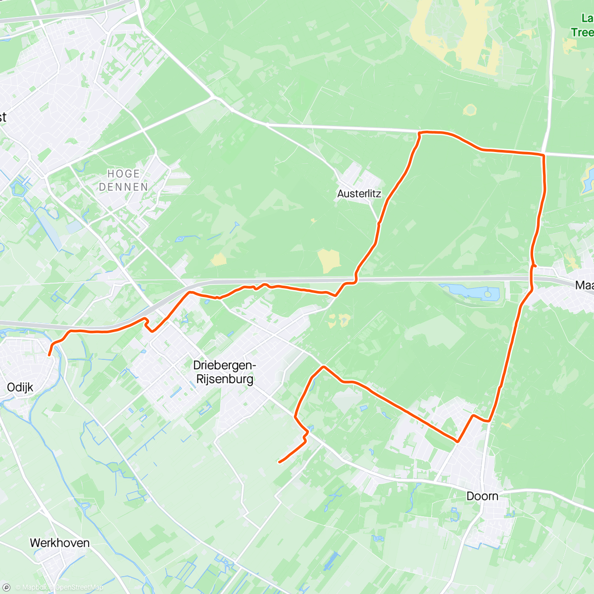 Map of the activity, Klein rondje door bandenpech