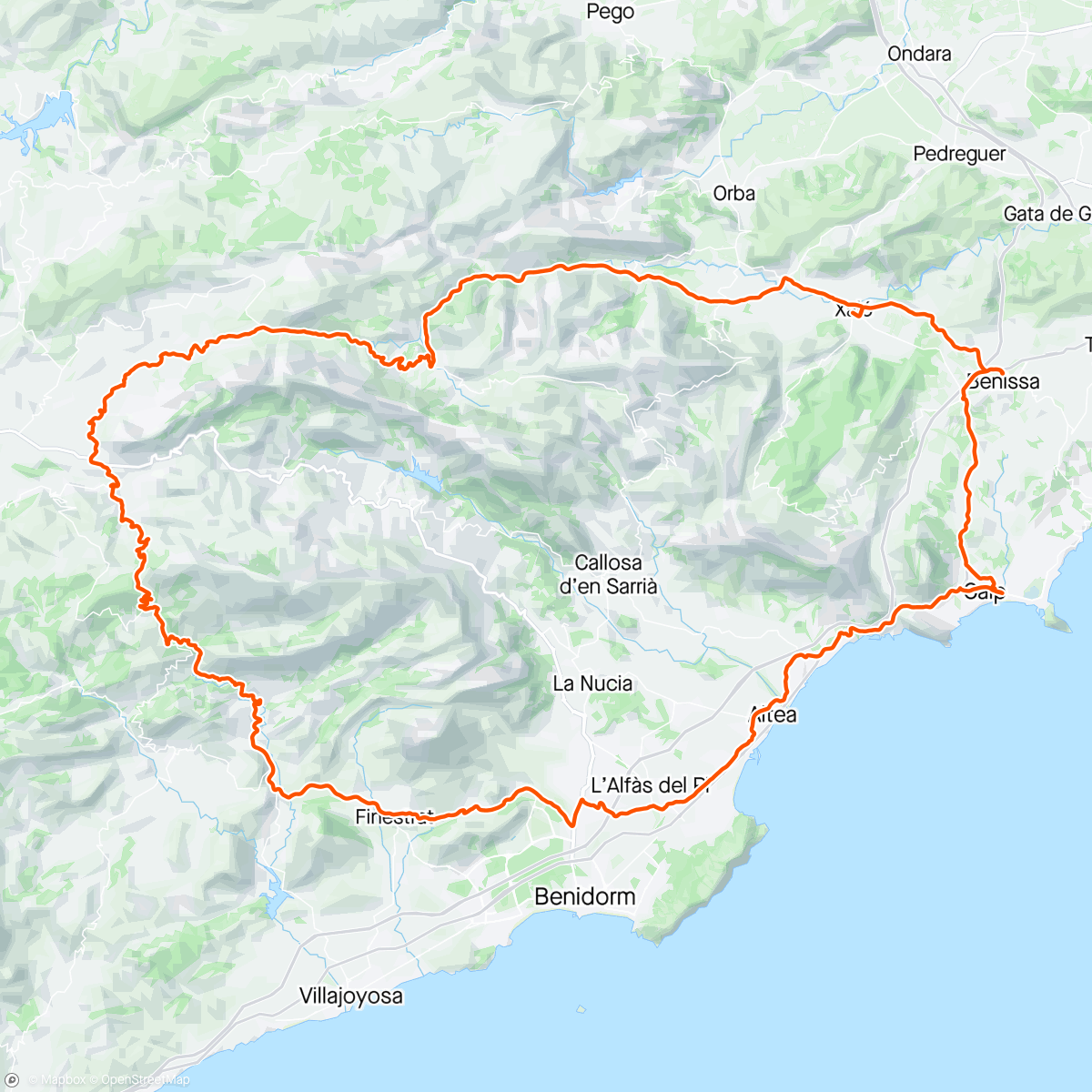 Map of the activity, Mellow Jersey Calpe 🇪🇸 Day 5 - Tudons