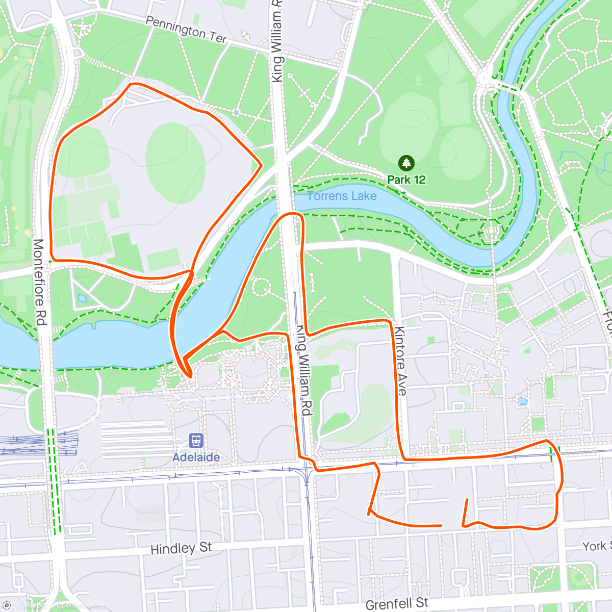 Map of the activity, Run Clubby - Gather Round Edition #radelaide