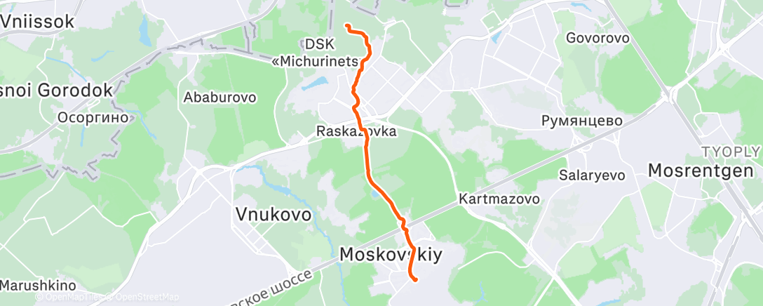 Map of the activity, Дневной забег