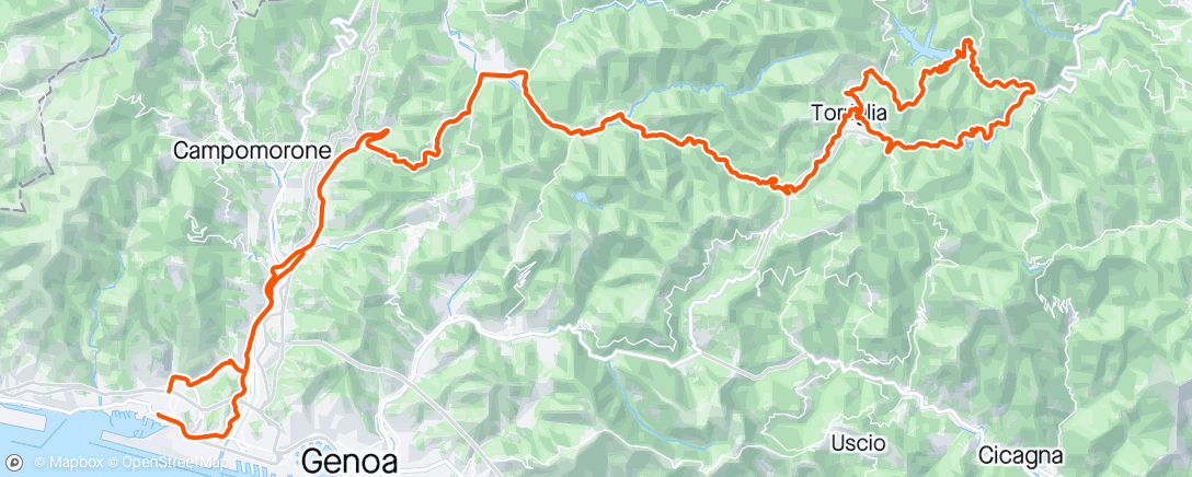 Map of the activity, Giro mattutino
 Brugneto top
