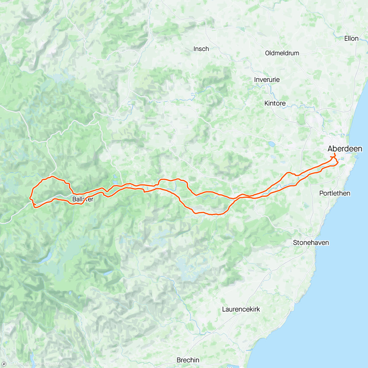 Map of the activity, Wet one to Gairnshiel and Balmoral