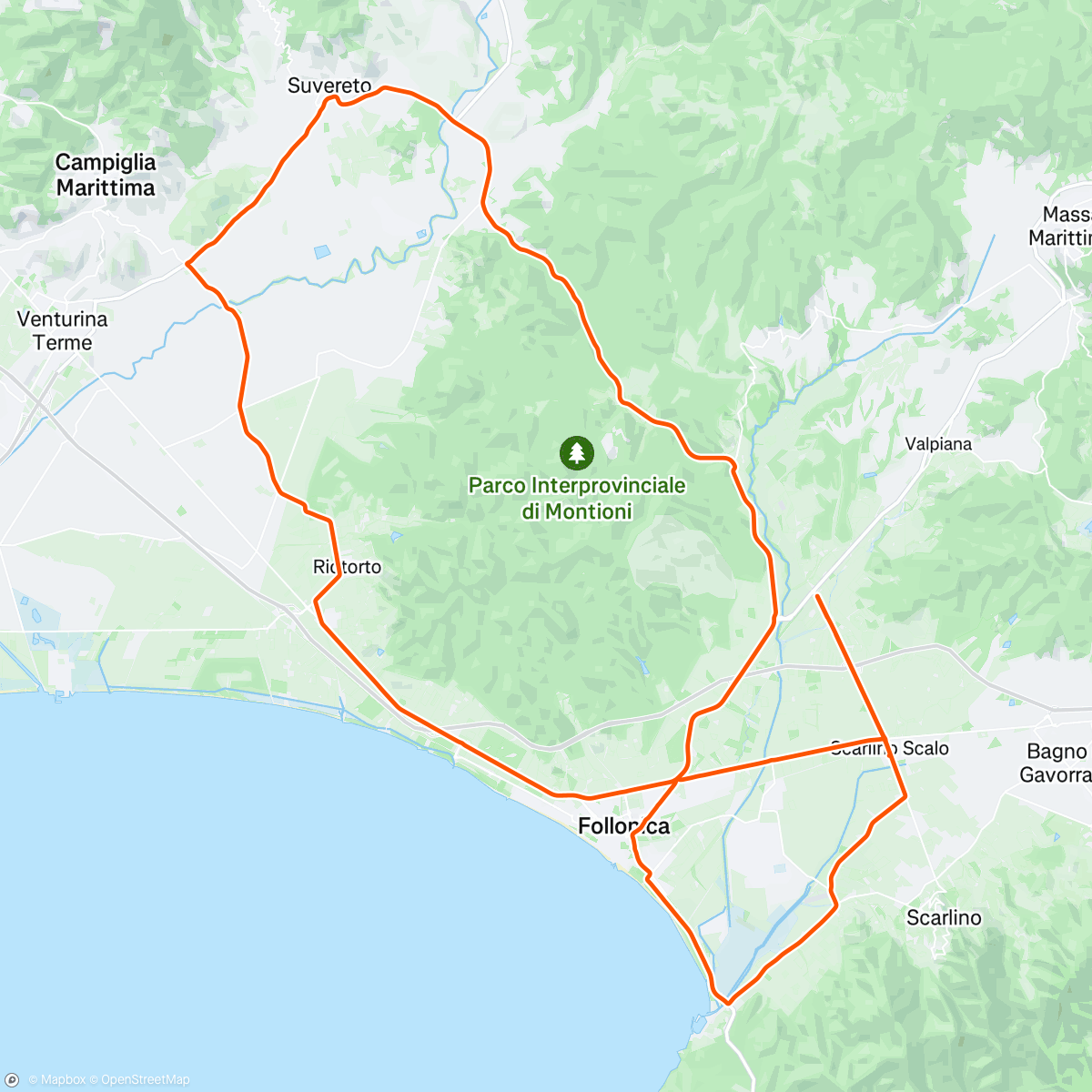 Map of the activity, Pedalata mattutina