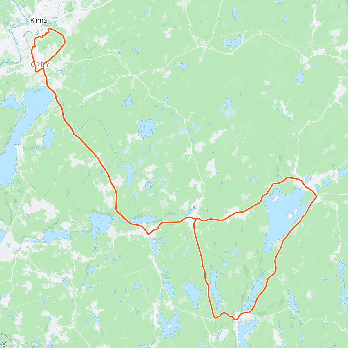 Karte der Aktivität „LV med Peter- Kinna Öxabäck Holsjunga Överlida Öxabäck Kinna”