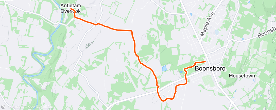 Map of the activity, Afternoon Run