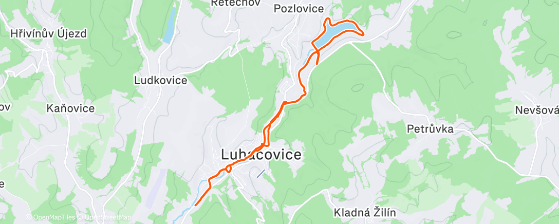 Map of the activity, Lunch Run Luhačovice