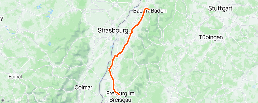 Map of the activity, Von der Generalprobe in Freiburg zurück nach Baden-Baden gegravelt 🚴🏻