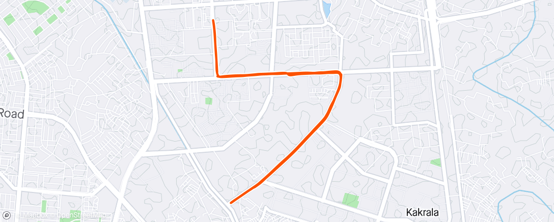 Map of the activity, 4 by 1200m intervals at 4:45 pace