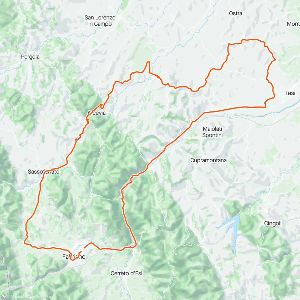 「Arcevia-Montecarotto-Belvedere-Dan Marcello-Tabano-Jesi-Valteara ….」活動的地圖