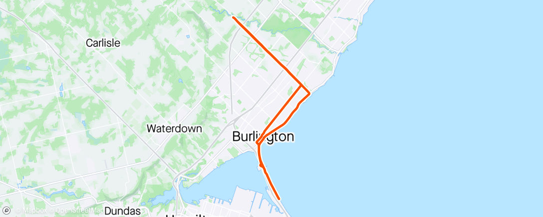 Map of the activity, First ride to Hamilton Beach Strip