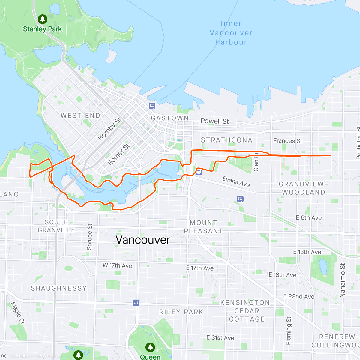 Map of the activity, Vancouver Morning Run