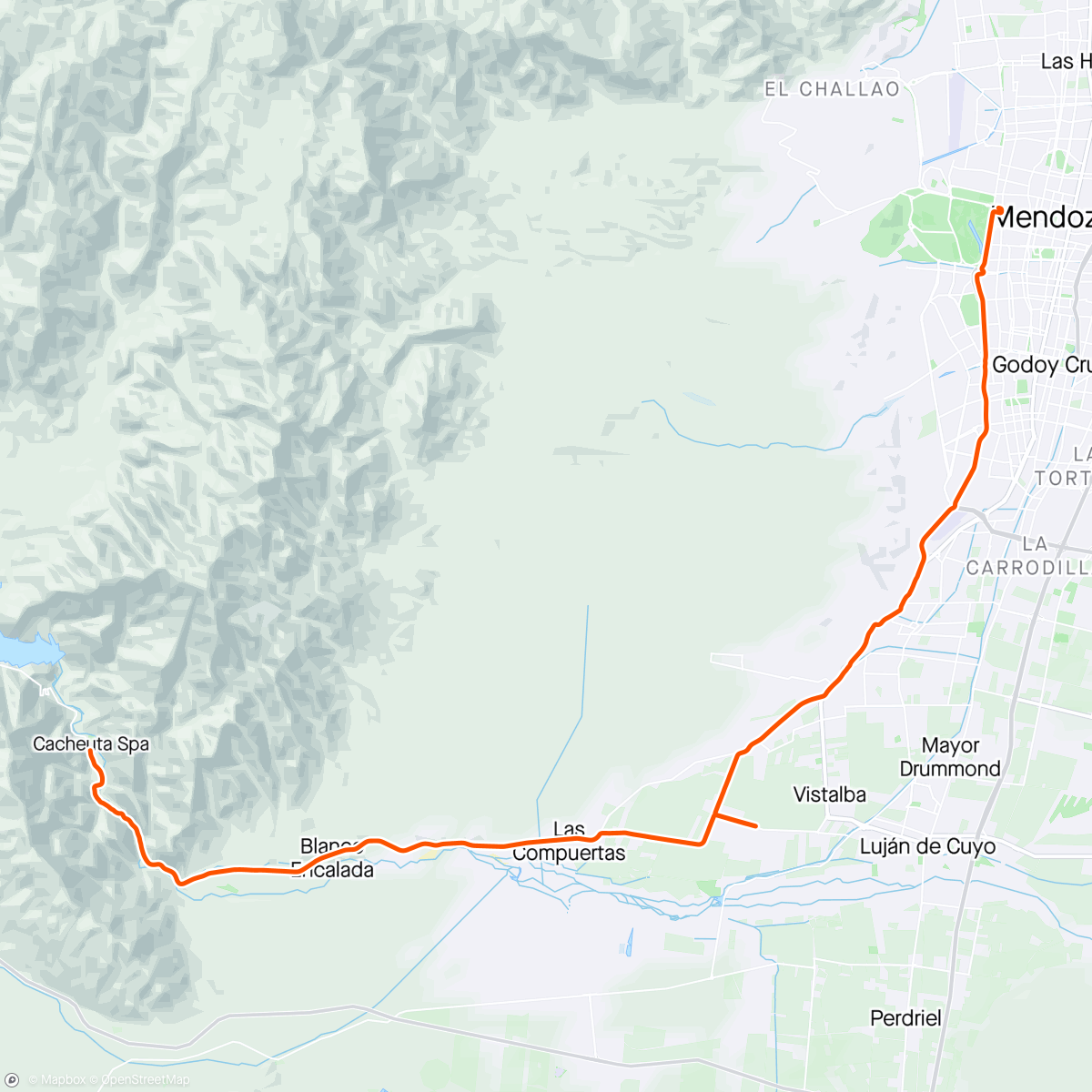 Mappa dell'attività Mendoza Maraton