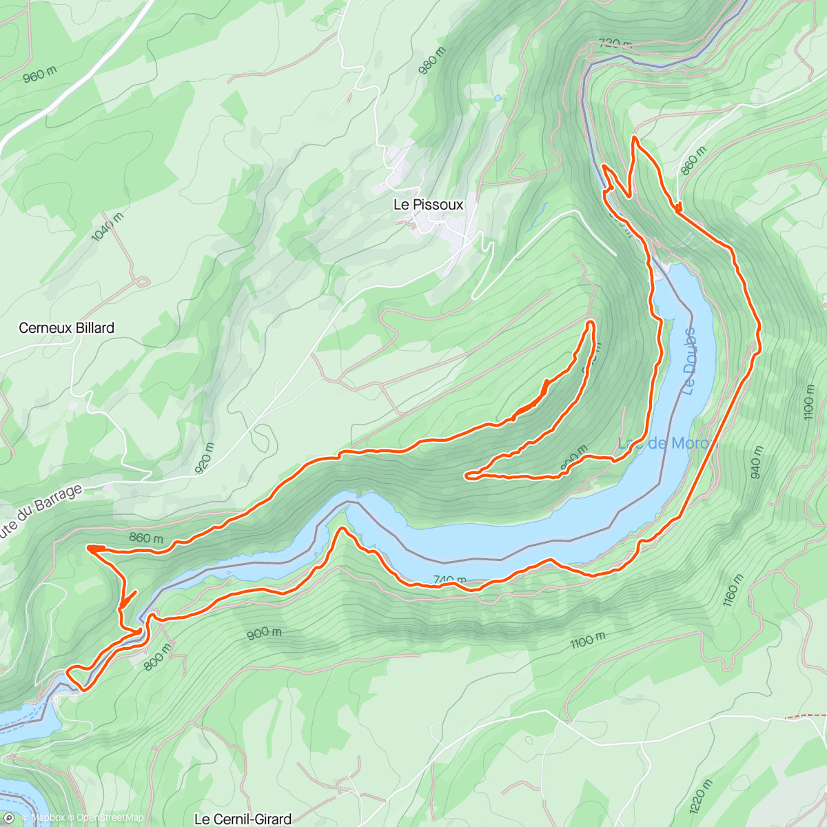 Map of the activity, Tour du lac de Moron