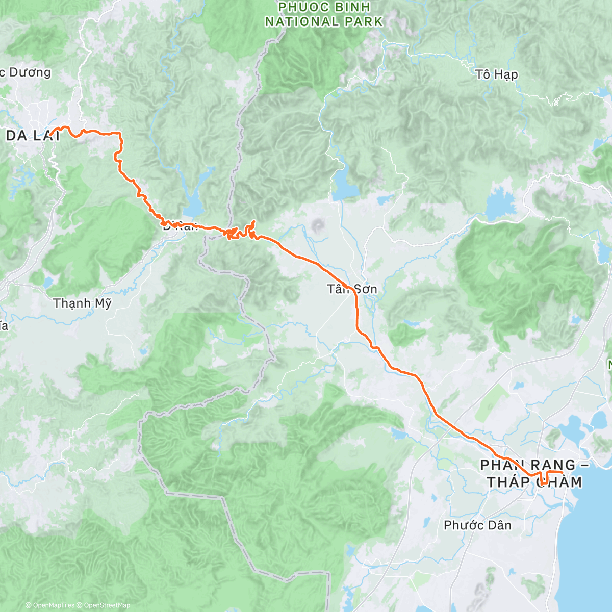 Map of the activity, この旅最初のロングクライム / Phan Rang to Da Lat
