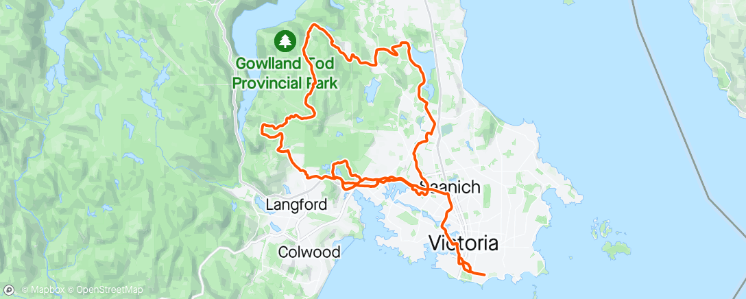 Map of the activity, Not a typical Thursday ride...but fun when it happens!
