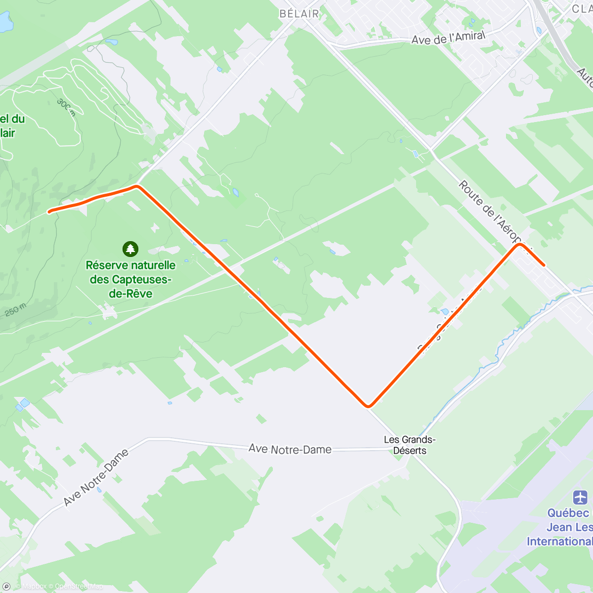 Map of the activity, 8 km à 4m50 ou moins