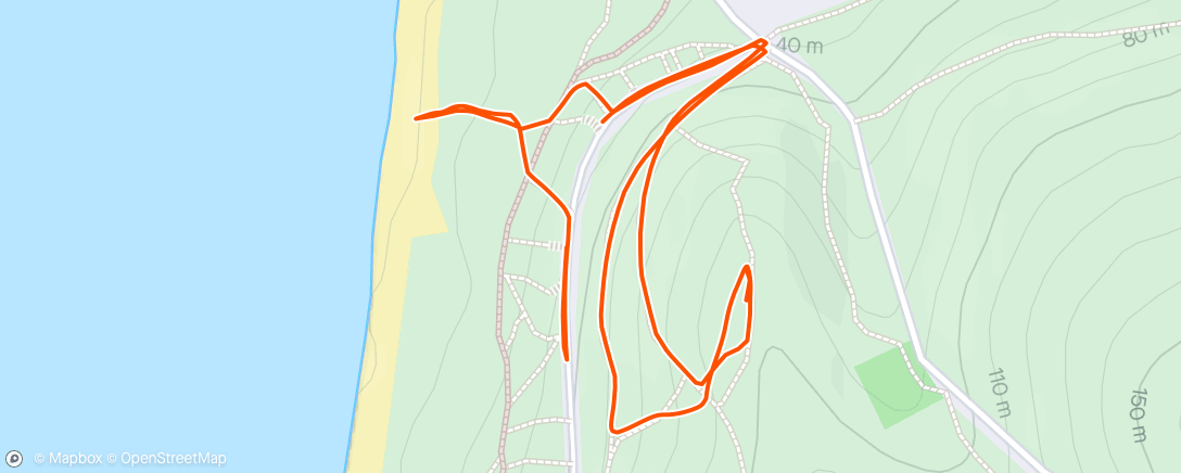 Map of the activity, Glorious hill climb from the beach