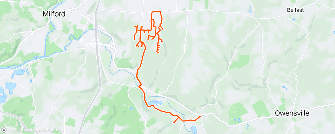Map of the activity, One real hill, lots of little hills.