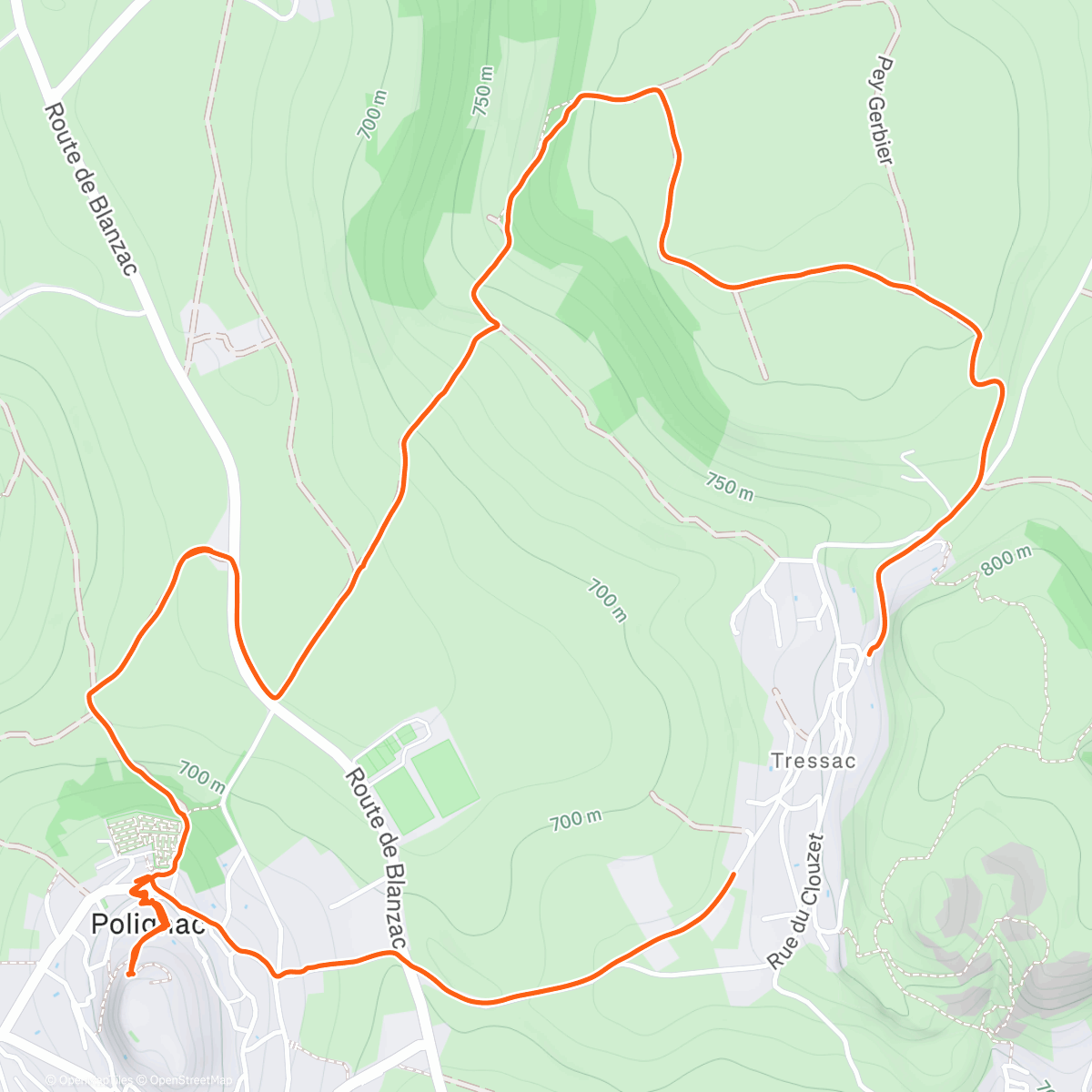 Map of the activity, Marche avec Laurie à Polignac