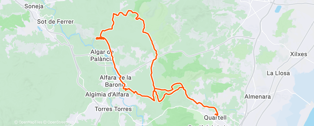 Map of the activity, Bicicleta a la hora del almuerzo