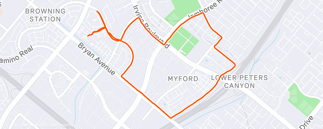 Map of the activity, Afternoon Run