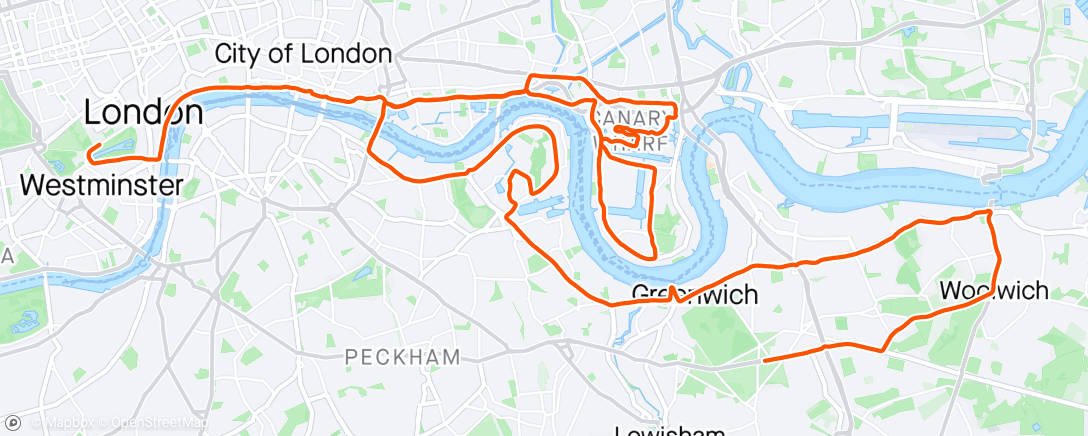 Mappa dell'attività TCS London Marathon