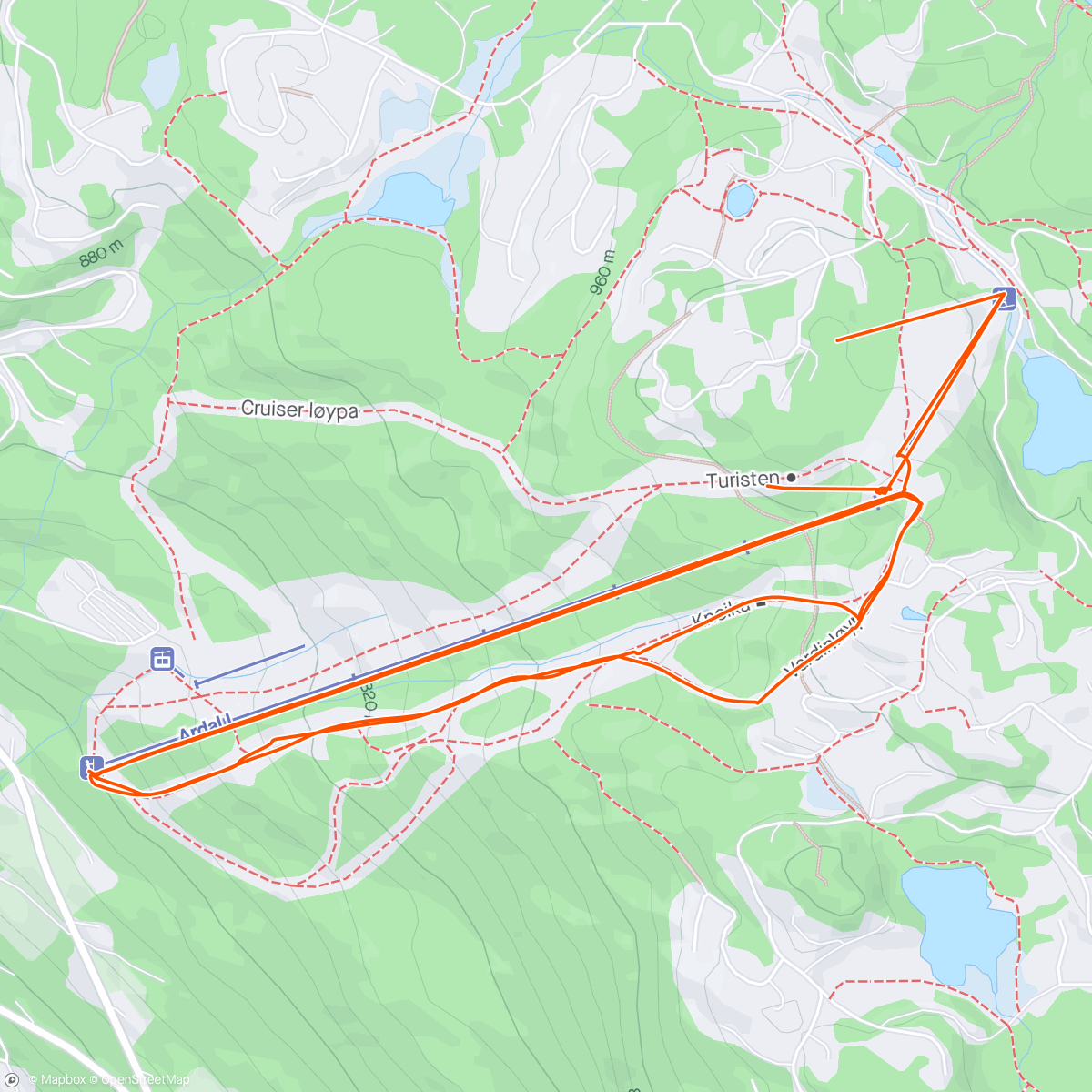 Map of the activity, Valdres - årets første og siste