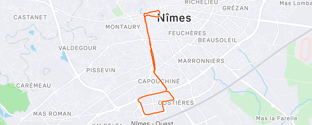 Map of the activity, Course à pied dans l'après-midi