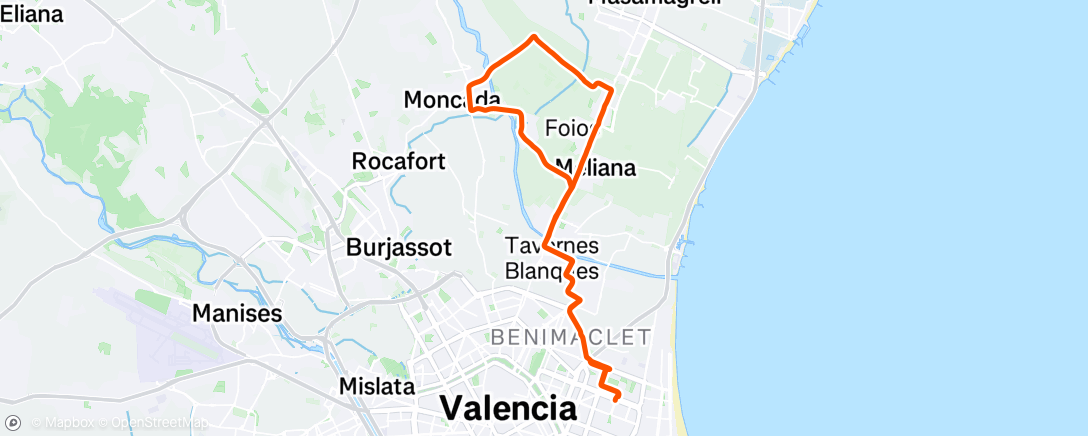 Map of the activity, Bicicleta por la tarde