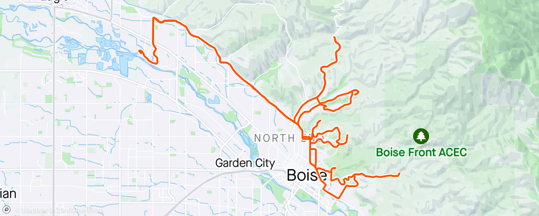 Karte der Aktivität „Climbing through N Boise hills.”