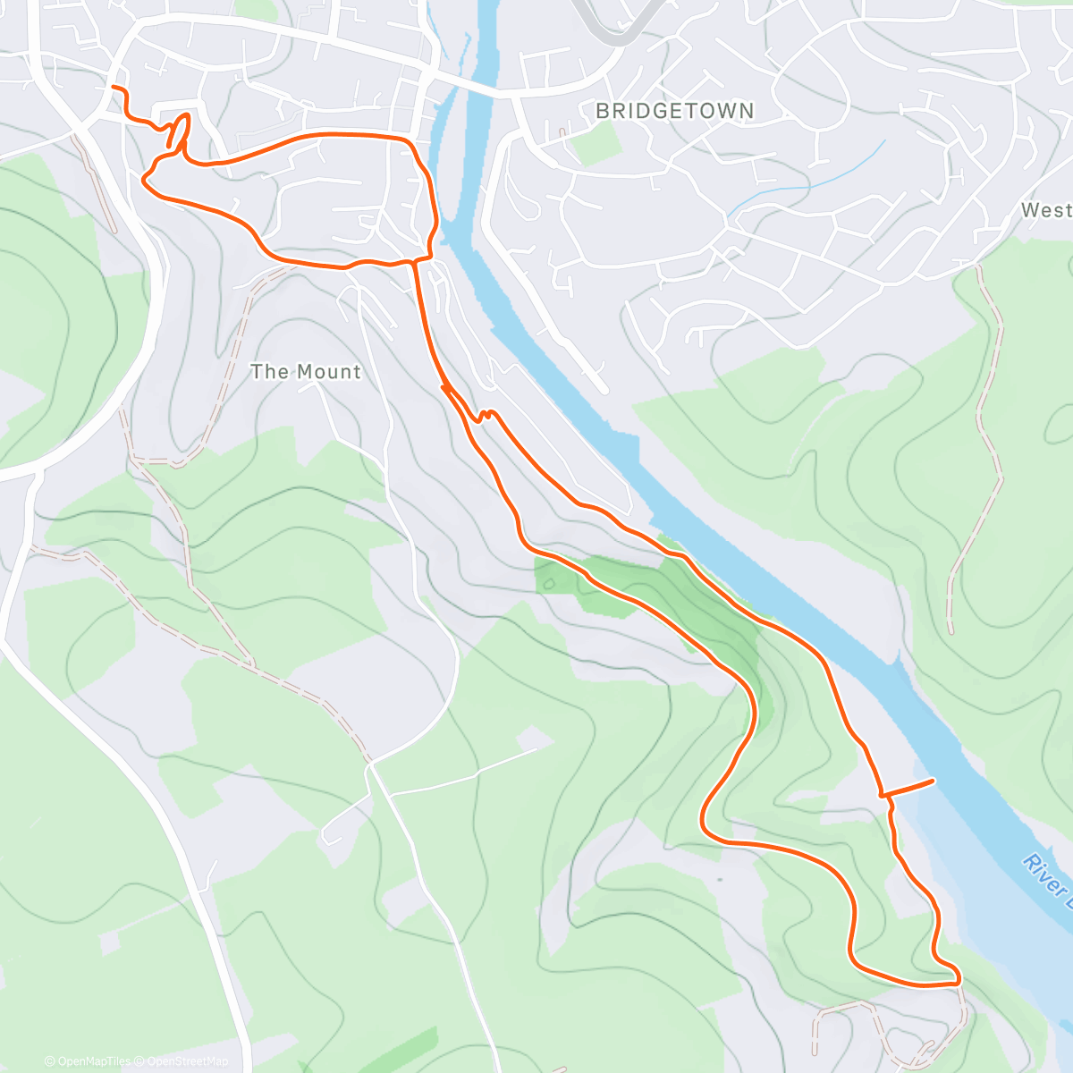 Map of the activity, Trail walk  along the Dart after a very good lunch at The Bull Inn, Totnes