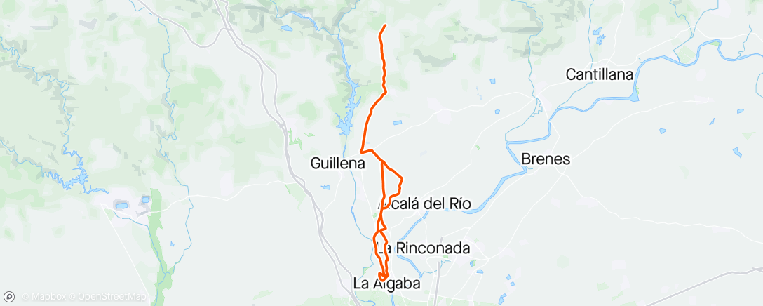 Map of the activity, La Algaba,  guillena,  camino Santiago,  casi castilblanco,  camino Santiago,  guillena,  La Algaba