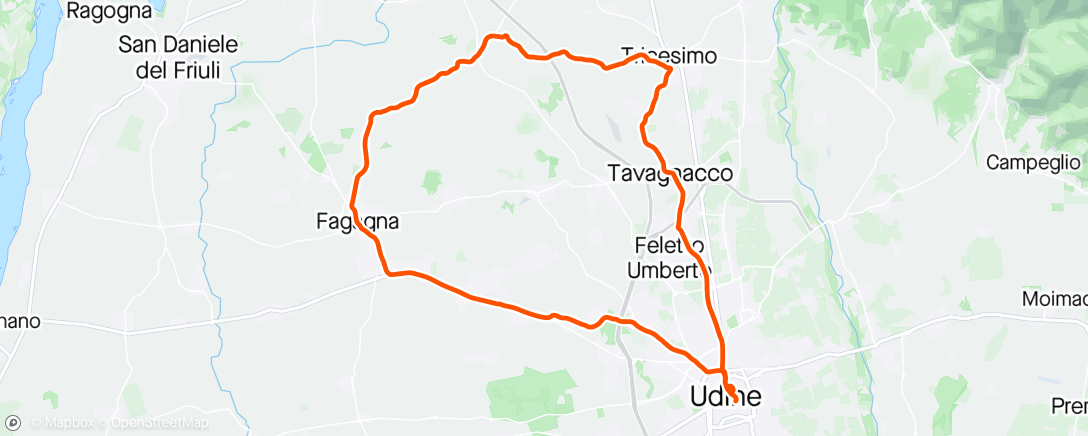 Map of the activity, Fagagna - Colloredo - Tricesimo