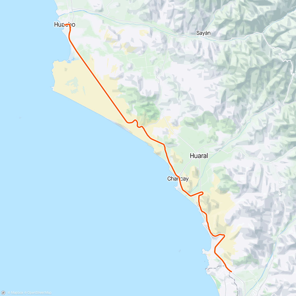 Map of the activity, Ruta Le’ tour a Huacho