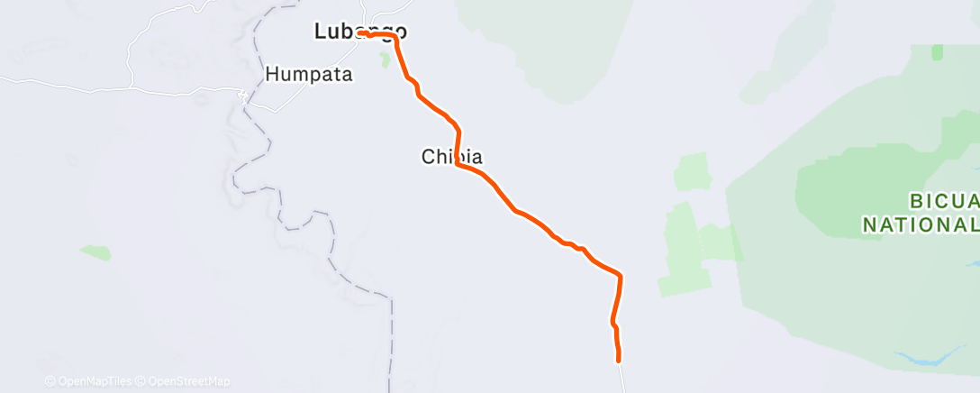 Map of the activity, Etapa 111 Rio de Areia-Lubango