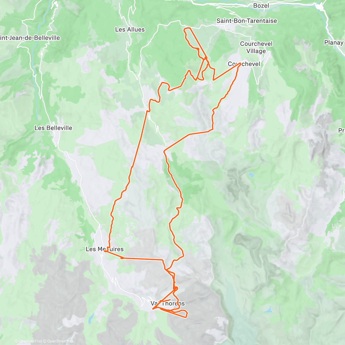 Map of the activity, Day 6 at Val Thoren