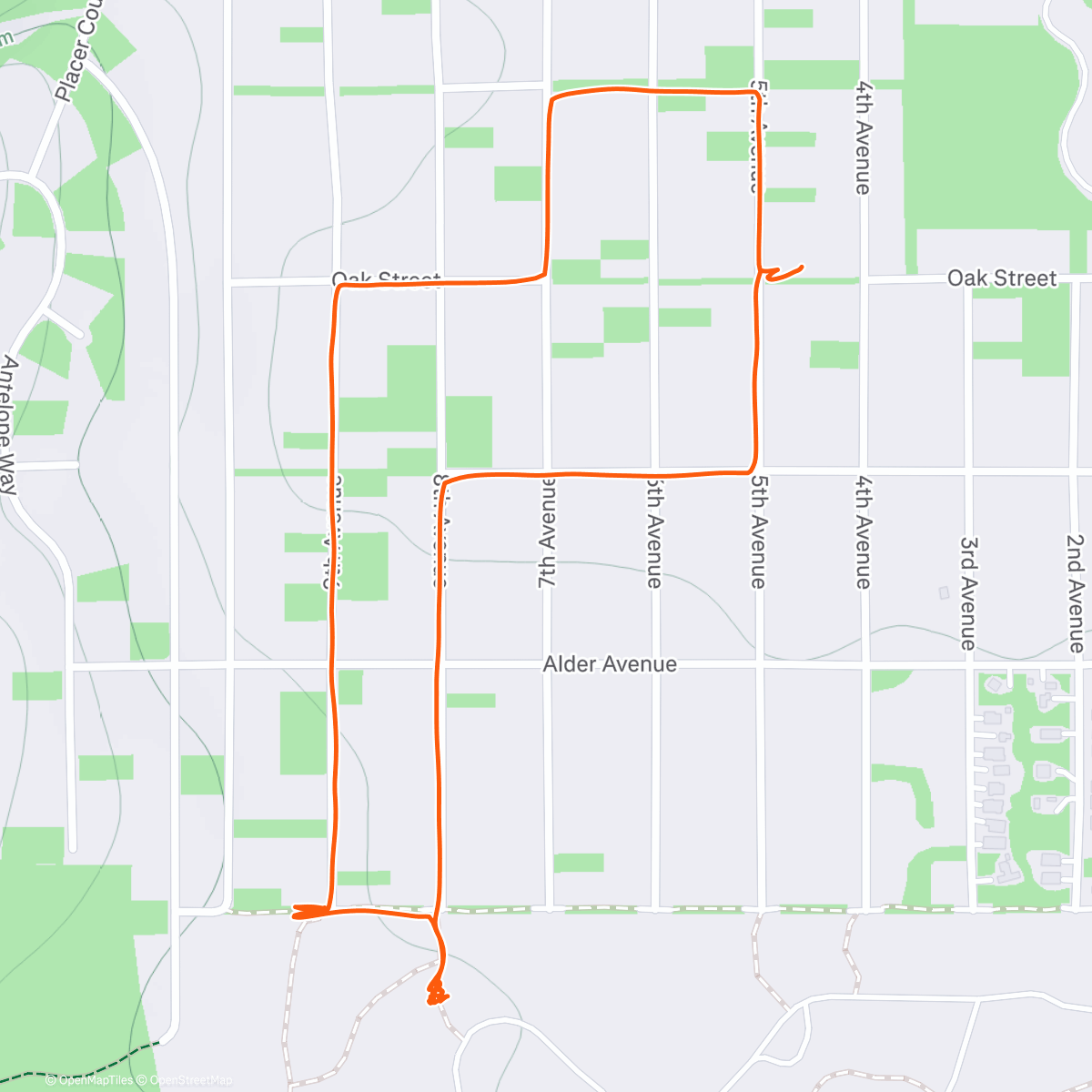 Map of the activity, Walk with snowman making and sledding mixed in