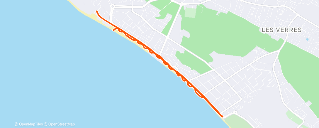 Map of the activity, Course à pied en soirée