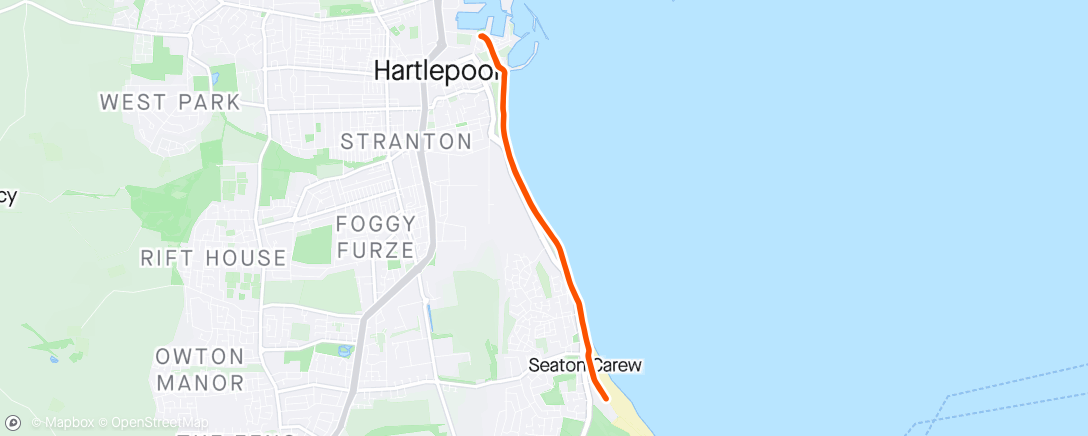 アクティビティ「Hartlepool 5 mile 
Should have just took the T-shirt and gone home 💦🌪️💦」の地図