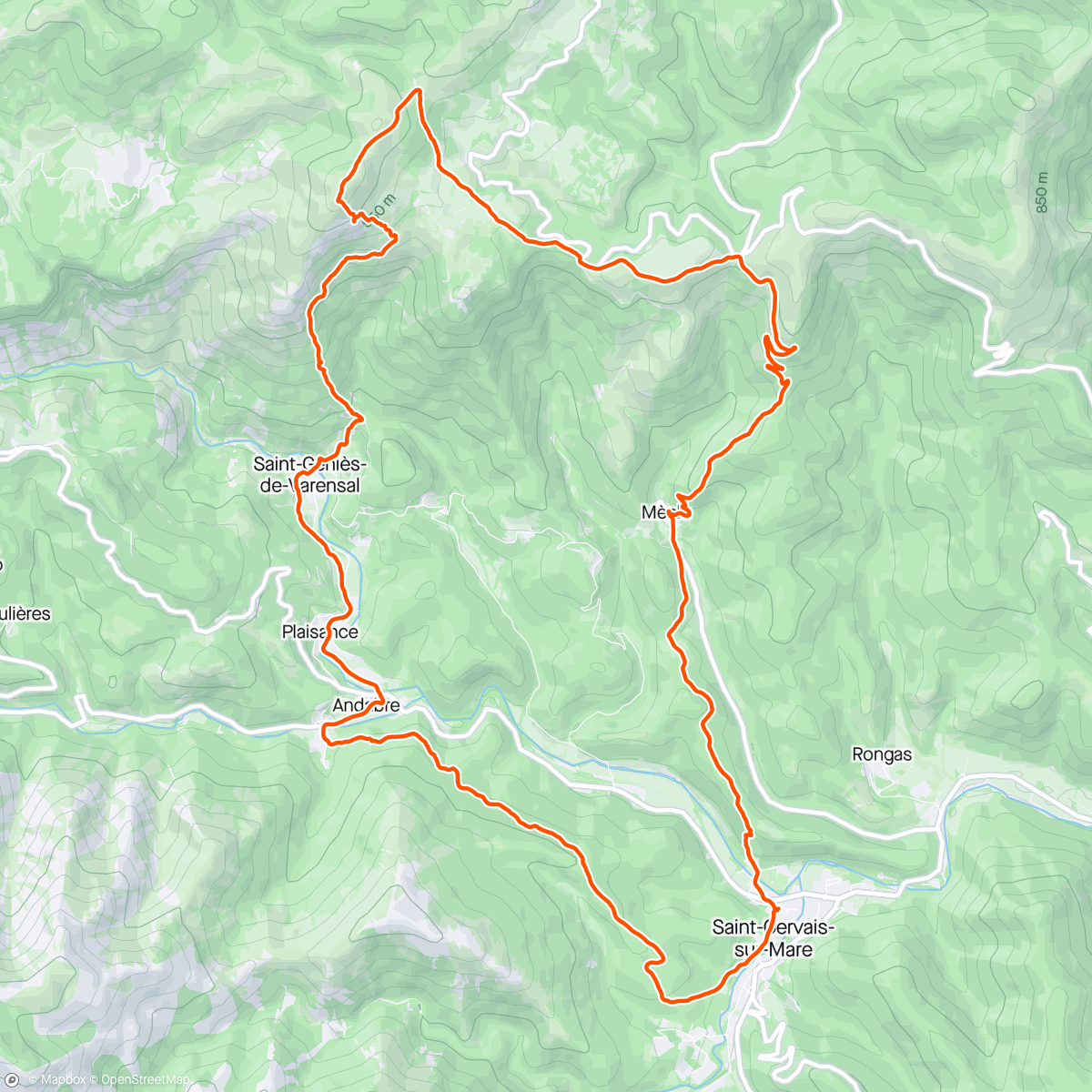 Mapa da atividade, Trail st Gervais la base🤗, avec Olivia pas très chaud à la croix de marcou💨🥶