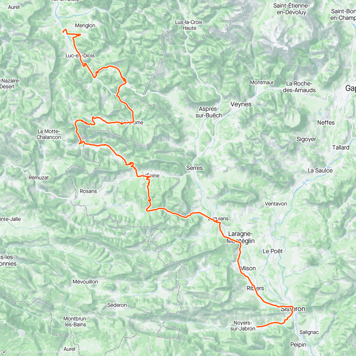 Map of the activity, Annecy - Nice : J3