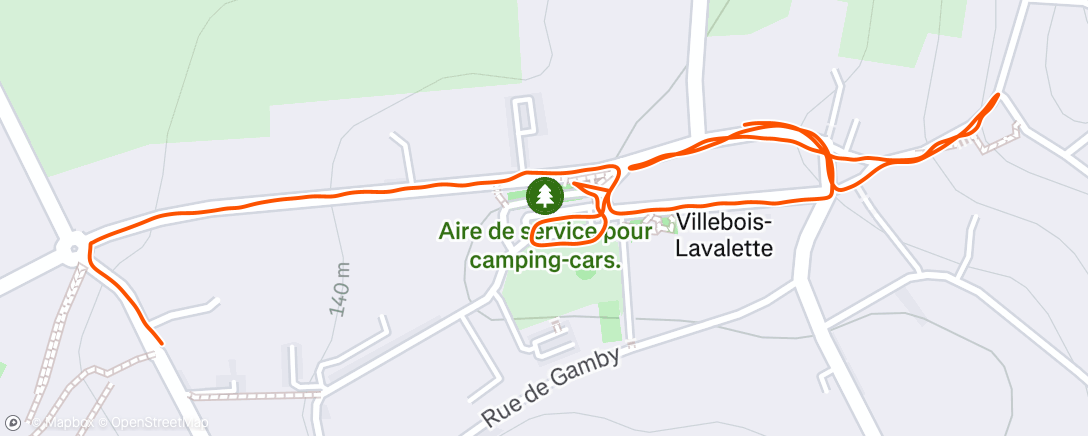 Map of the activity, Course à pied en soirée