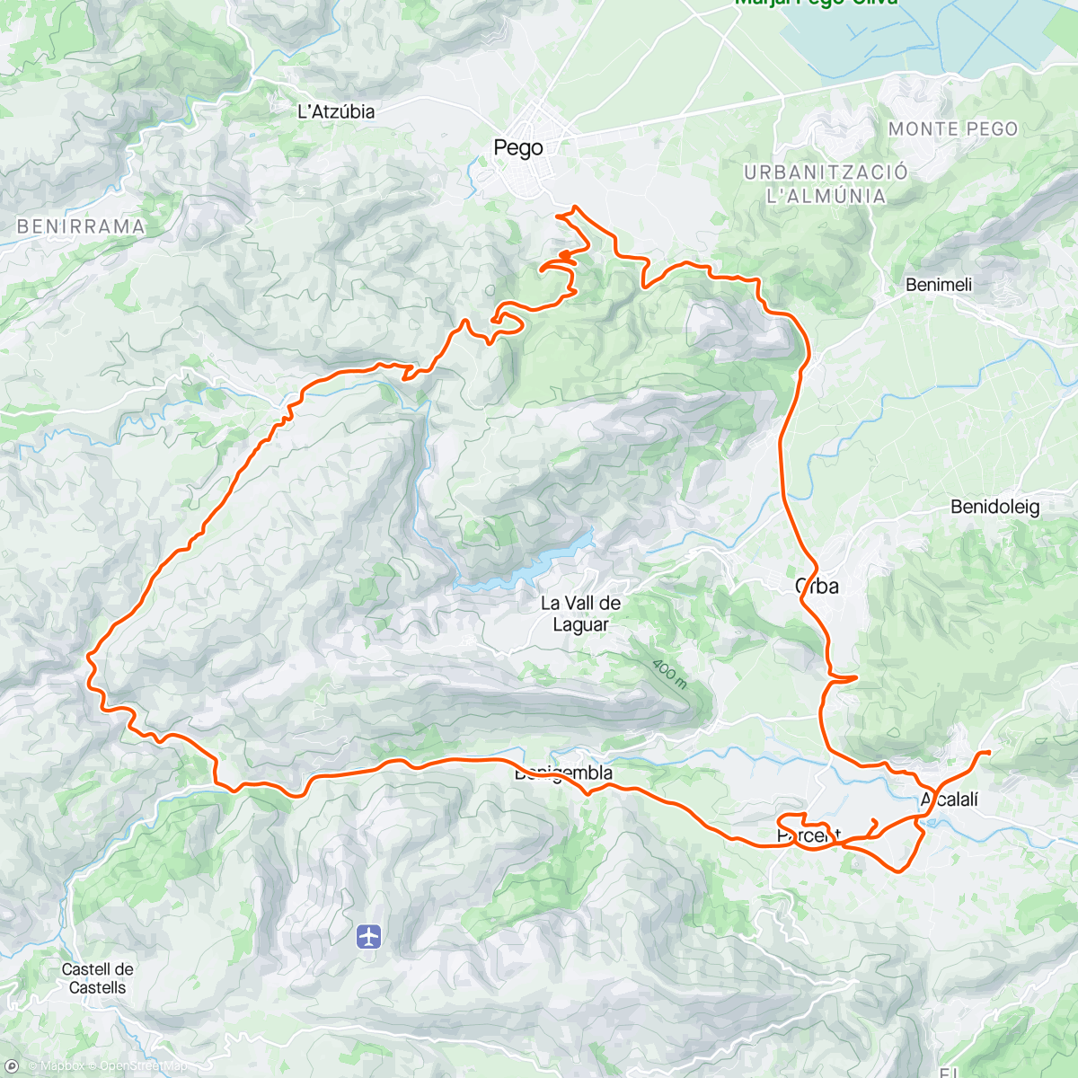 Map of the activity, R53 Guiding day 4 to Vall d'ebo
