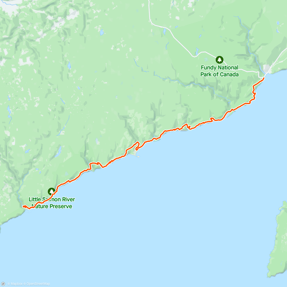 Map of the activity, Fundy Footpath