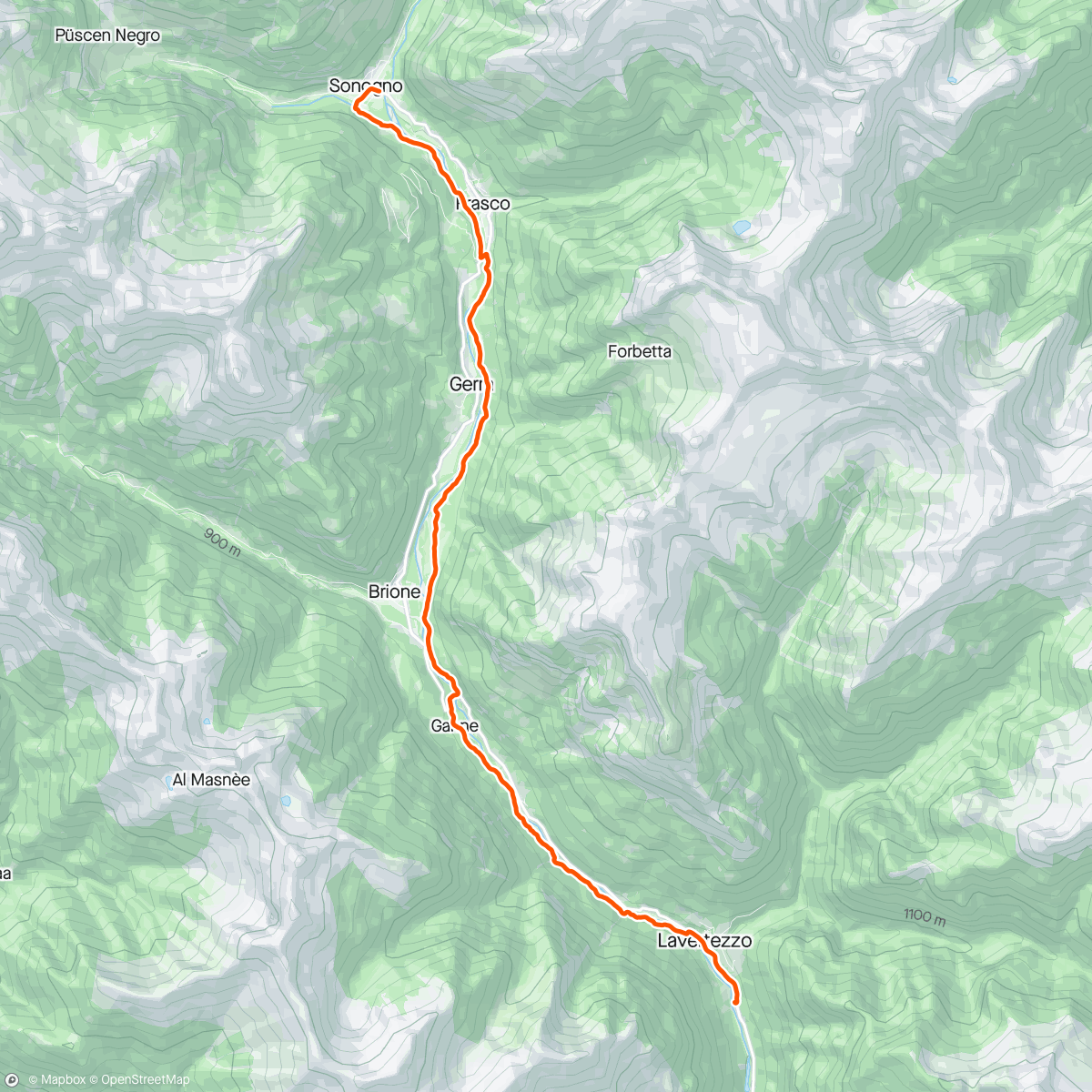 Mapa de la actividad, Rando-trail Verzasca