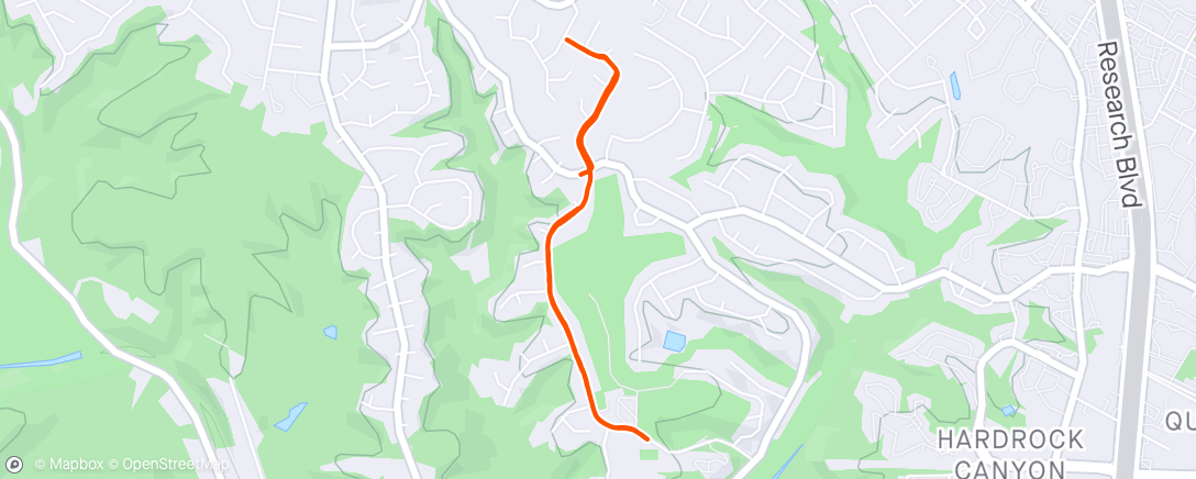 Map of the activity, 6x15s hill repeats (all out)